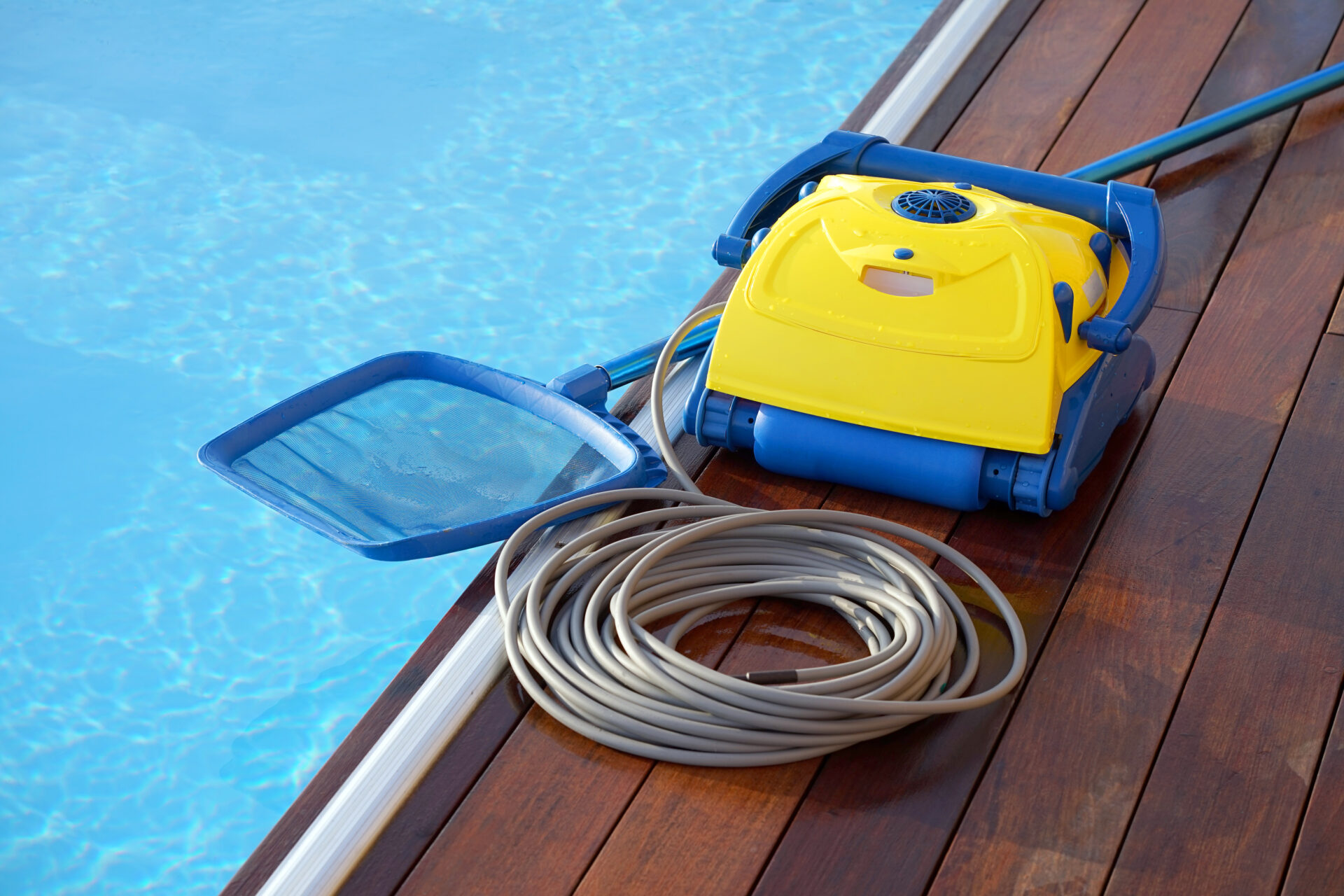 Pool cleaner during his work. Cleaning robot for cleaning the botton of <a href=