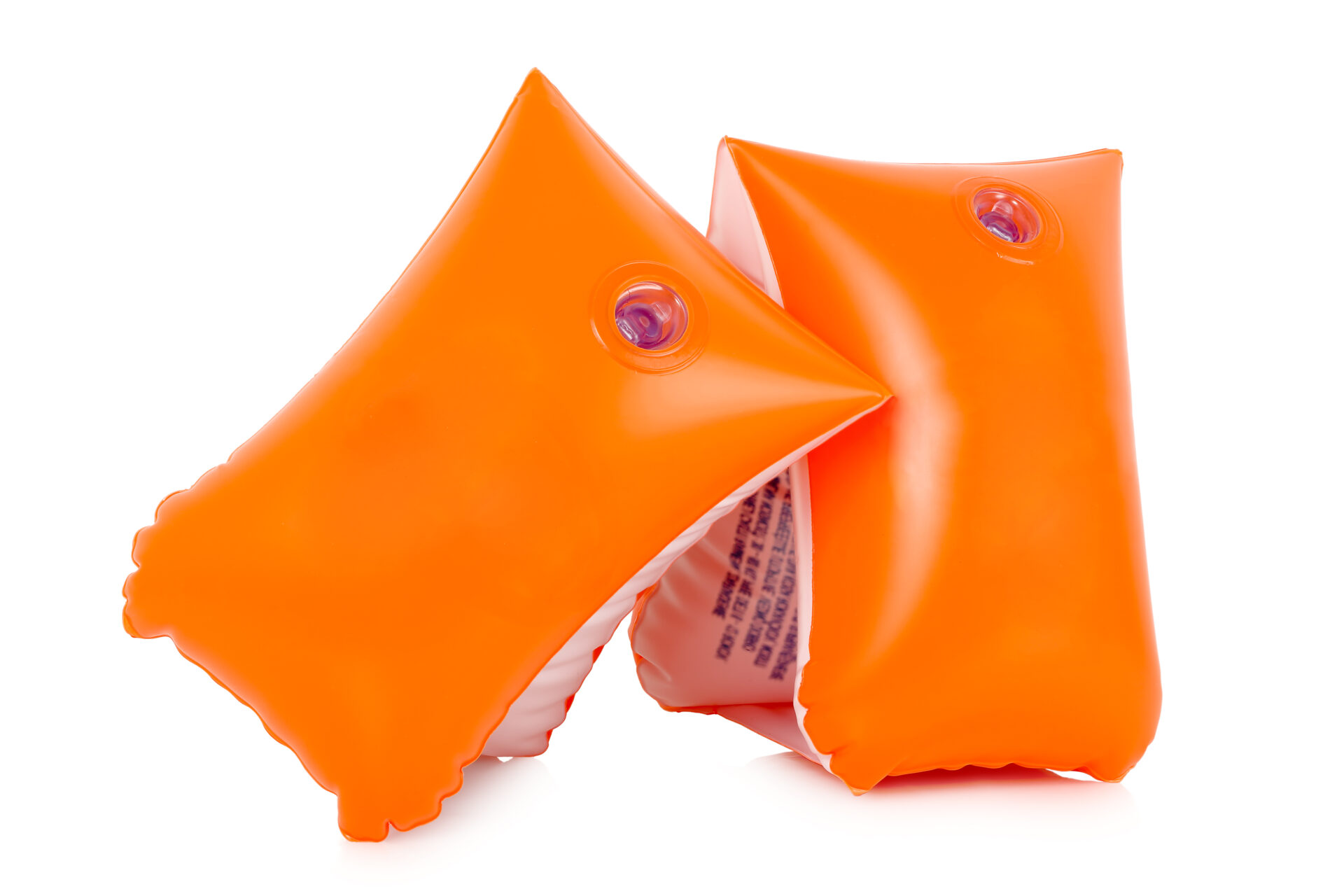 pair of orange armbands isolated on white